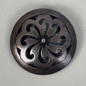 Vintage Sterling Silver Round Brooch 925 IMP Taxco